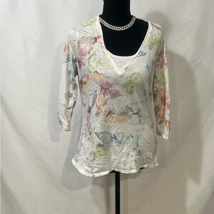 Coldwater Creek Multicolor Floral V-Neck Top